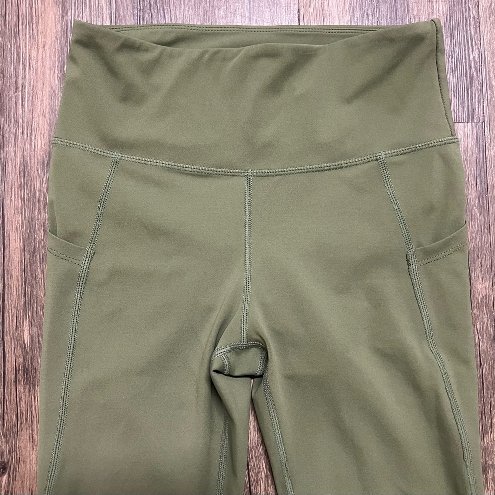 Flo Activewear Kyla Military Green High-Waisted Women's Compression Leggings S View 6